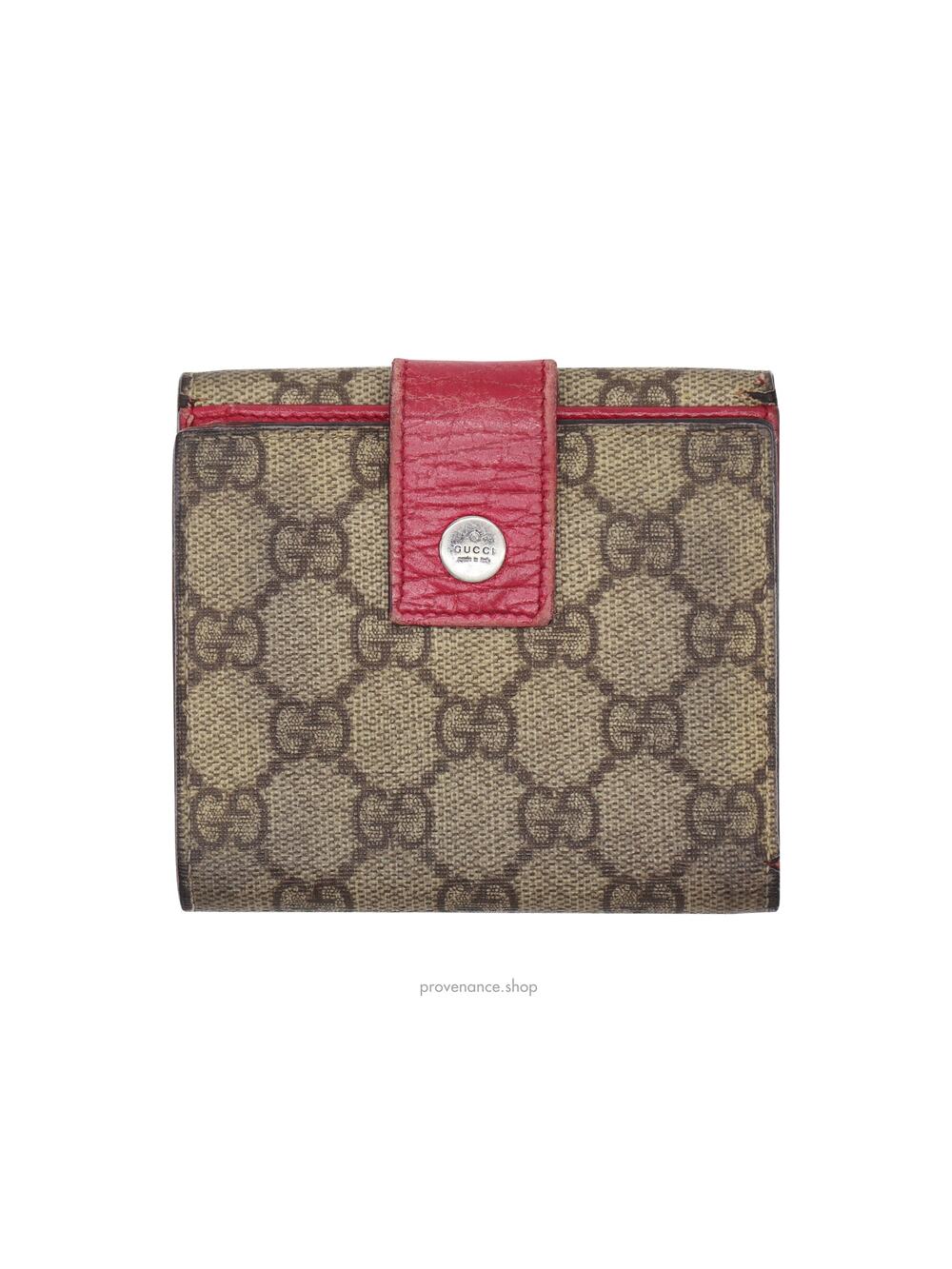 🔴 Gucci Trifold Wallet - GG Supreme Pink